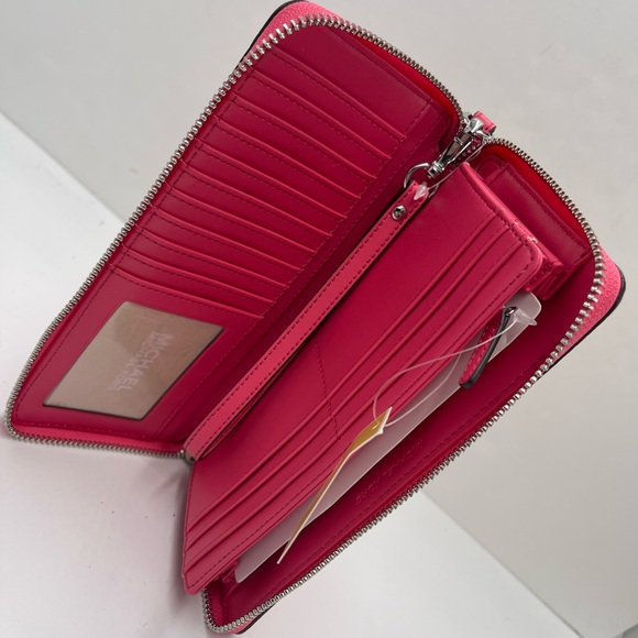 MICHAEL KORS Jet Set Large Signature Logo Continental Wallet Wristlet Phone NWT - Picture 11 of 16